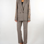 Blazer Beige in pied de poule con ricamo TP2630 13828 TWIN SET 