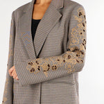 Blazer Beige in pied de poule con ricamo TP2630 13828 TWIN SET 