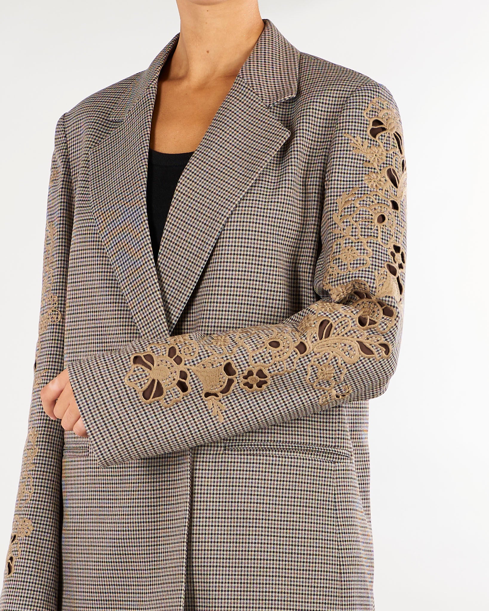 Blazer Beige in pied de poule con ricamo TP2630 13828 TWIN SET 