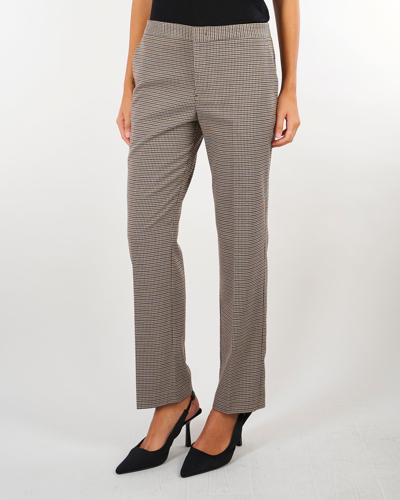 Pantaloni Beiege in pied de poule dalla linea dritta TP2635 13828 TWIN SET 