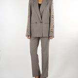 Pantaloni Beiege in pied de poule dalla linea dritta TP2635 13828 TWIN SET 