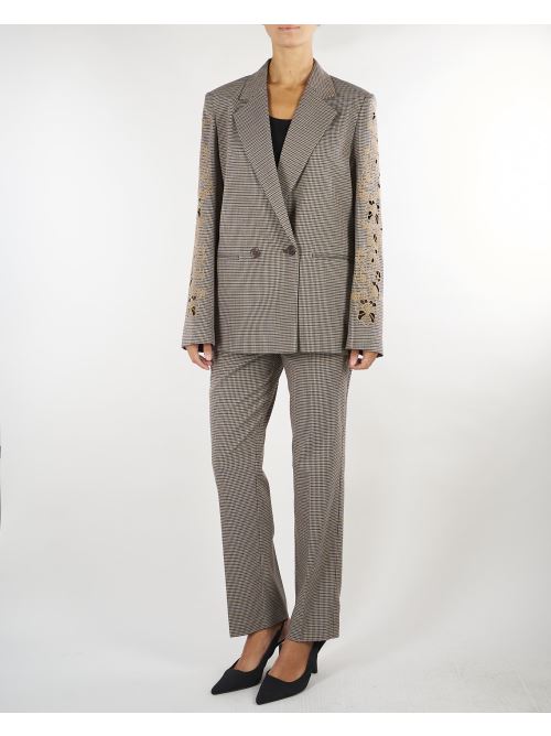 Pantaloni Beiege in pied de poule dalla linea dritta TP2635 13828 TWIN SET 