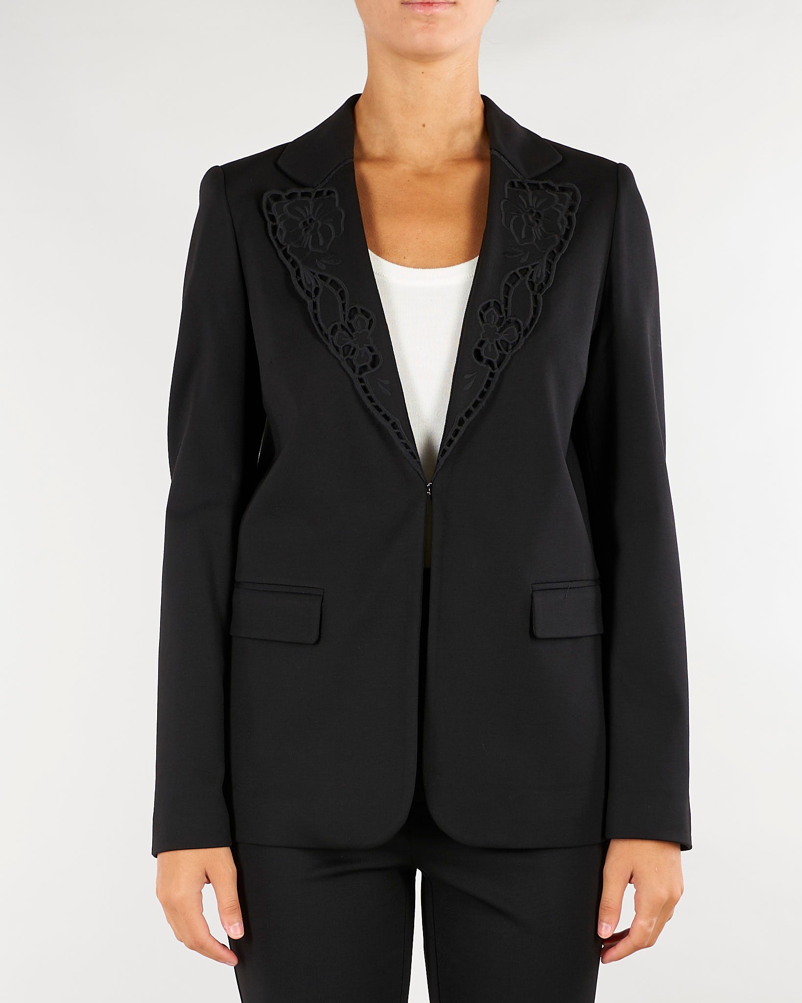Giacca Blazer Nero con ricamo sangallo TP2675 6 TWIN SET 