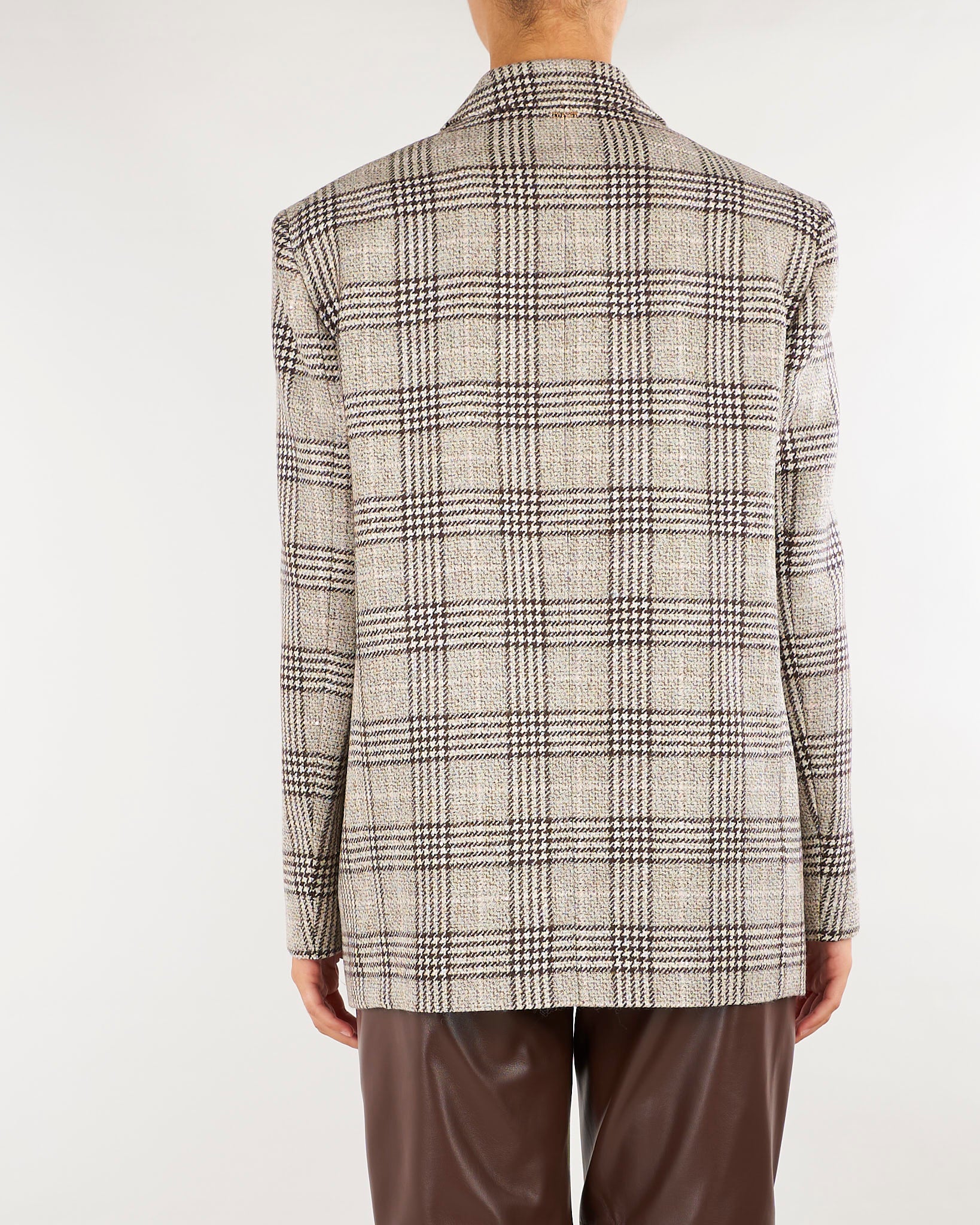 Giacca Blazer Beige in panno check con paillettes TP2742 13717 TWIN SET 