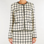 Giacca Bianco-Nero in bouclè a fantasia check TP2752 13859 TWIN SET 