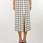 Gonna longuette Bianco-Nero in bouclè a fantasia check TP2754 13859 TWIN SET 