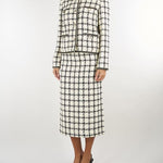 Gonna longuette Bianco-Nero in bouclè a fantasia check TP2754 13859 TWIN SET 