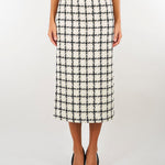 Gonna longuette Bianco-Nero in bouclè a fantasia check TP2754 13859 TWIN SET 