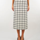 Gonna longuette Bianco-Nero in bouclè a fantasia check TP2754 13859 TWIN SET 