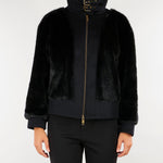 Bomber Nero in faux fur e panno TT2180 6 TWIN SET 