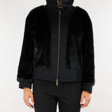 Bomber Nero in faux fur e panno TT2180 6 TWIN SET 
