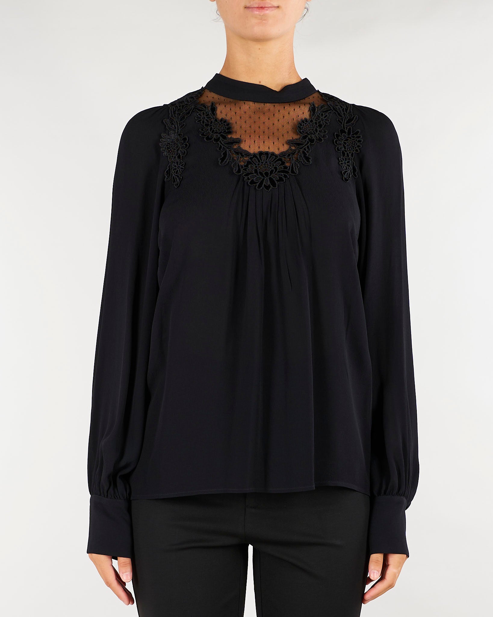 Camicia Nera con dettagli in pizzo TT2461 6 TWIN SET 