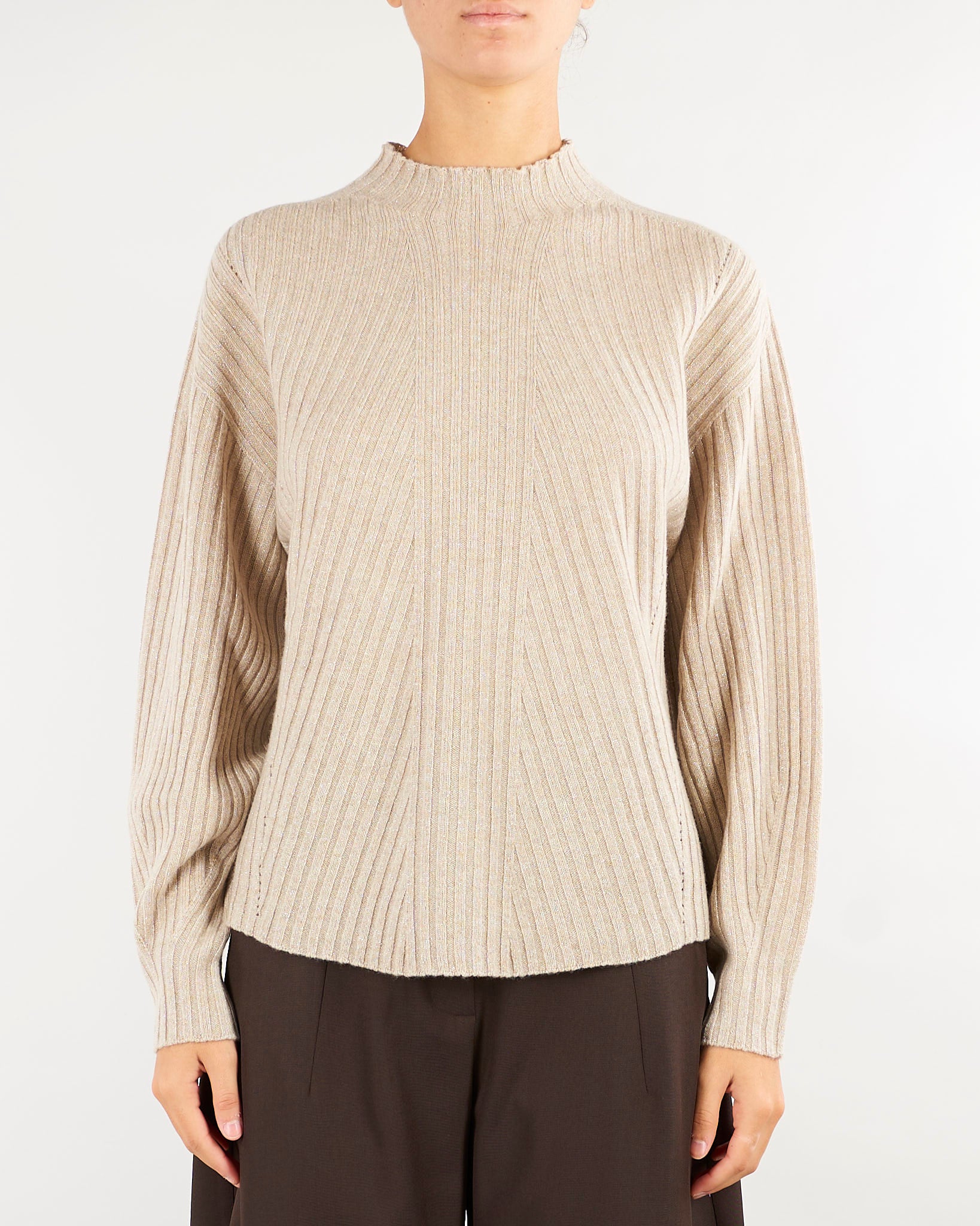 Maglia Beige a costine con lurex TT3073 14060 TWIN SET 