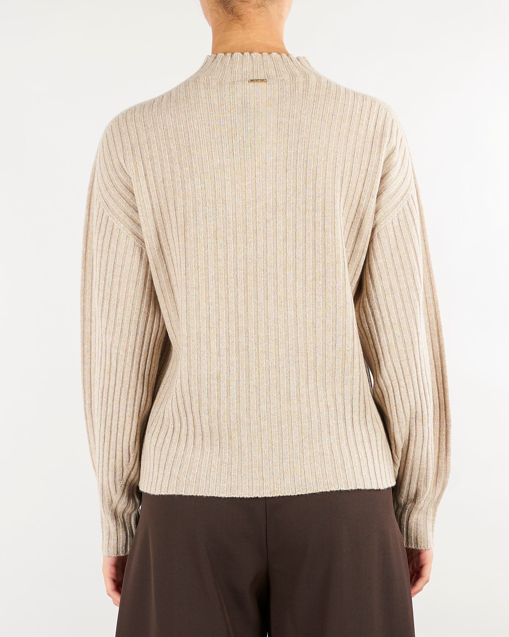 Maglia Beige a costine con lurex TT3073 14060 TWIN SET 