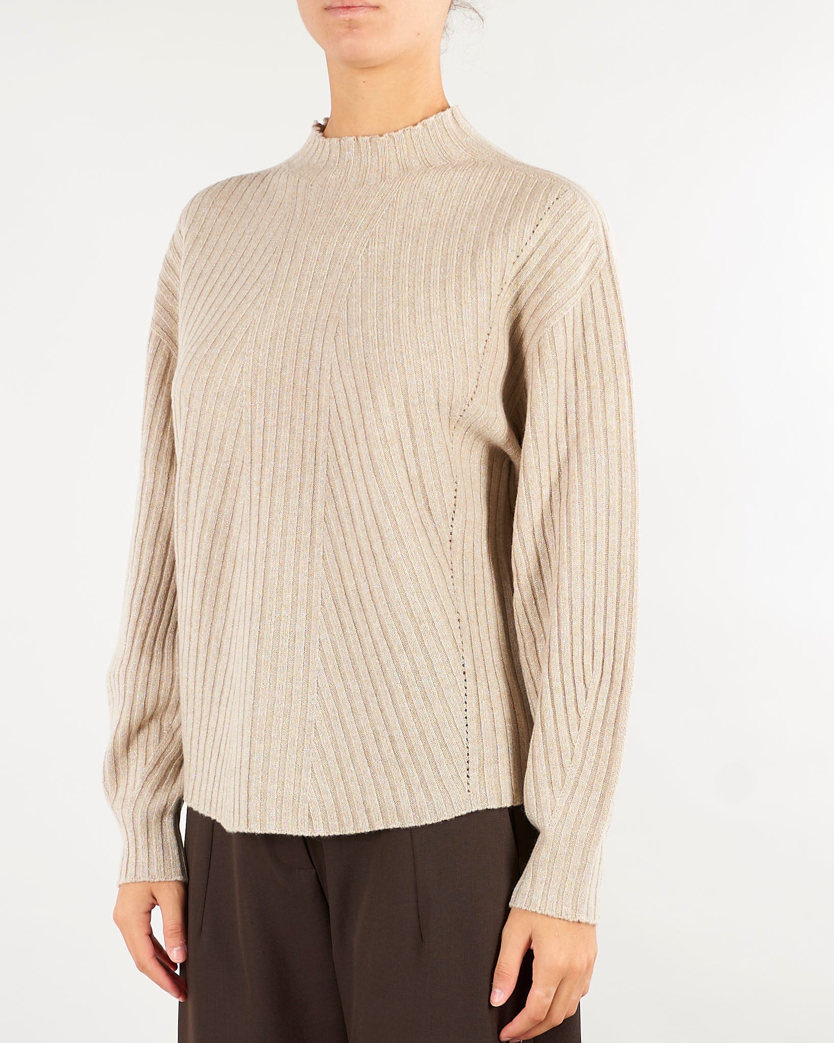Maglia Beige a costine con lurex TT3073 14060 TWIN SET 