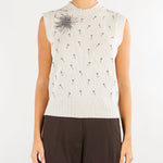 Top Mastice in pura lana e cashmere con applicazioni V72453 16 VANISE' 