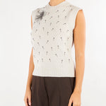 Top Mastice in pura lana e cashmere con applicazioni V72453 16 VANISE' 