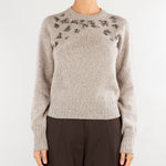 Maglia Visone in pura lana e cashmere con applicazioni sullo scollo V74450 25 VANISE' 