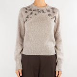 Maglia Visone in pura lana e cashmere con applicazioni sullo scollo V74450 25 VANISE' 