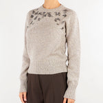 Maglia Visone in pura lana e cashmere con applicazioni sullo scollo V74450 25 VANISE' 