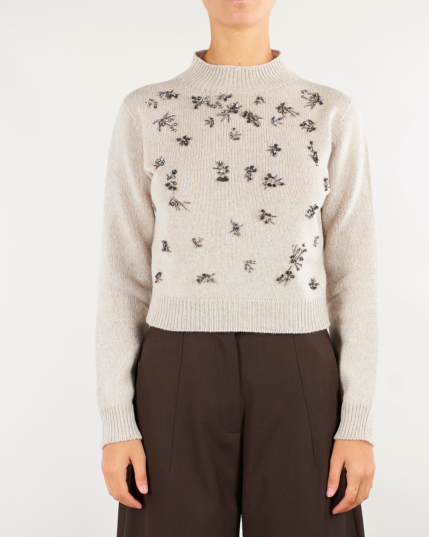 Maglia Mastice in pura lana e cashmere con applicazioni V74451 16 VANISE' 