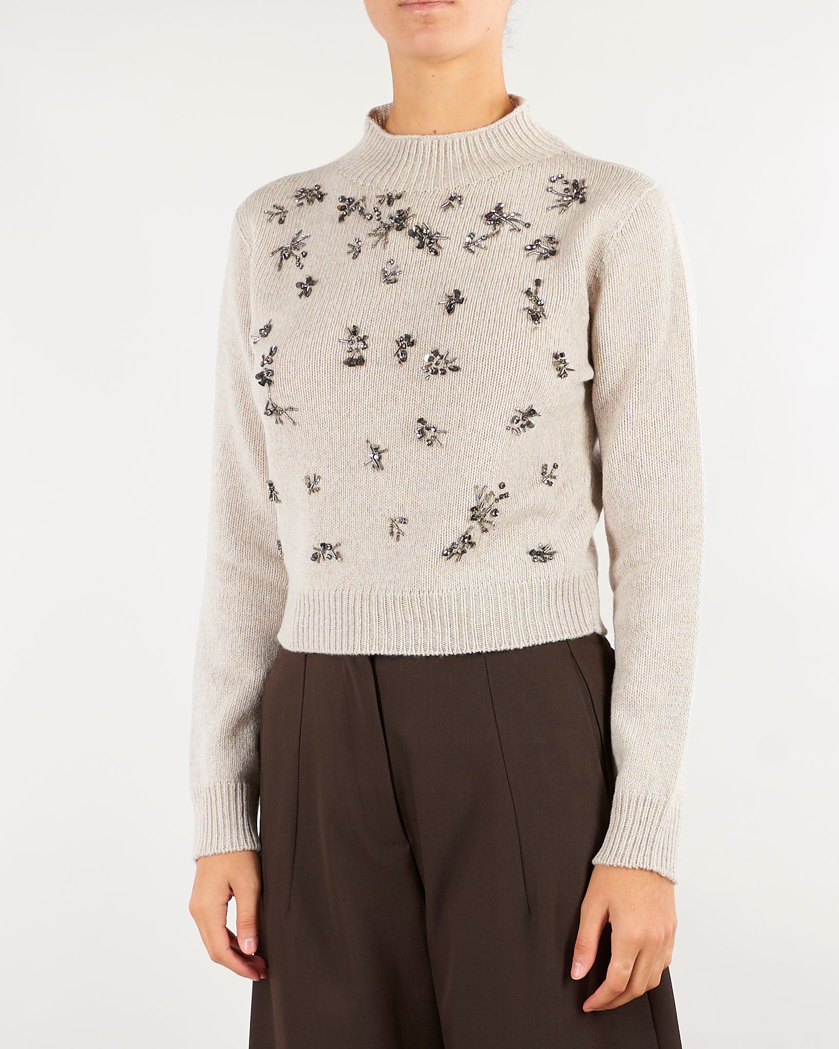 Maglia Mastice in pura lana e cashmere con applicazioni V74451 16 VANISE' 