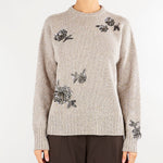 Maglia Visone in pura lana e cashmere con applicazioni floreali V74455 25 VANISE' 
