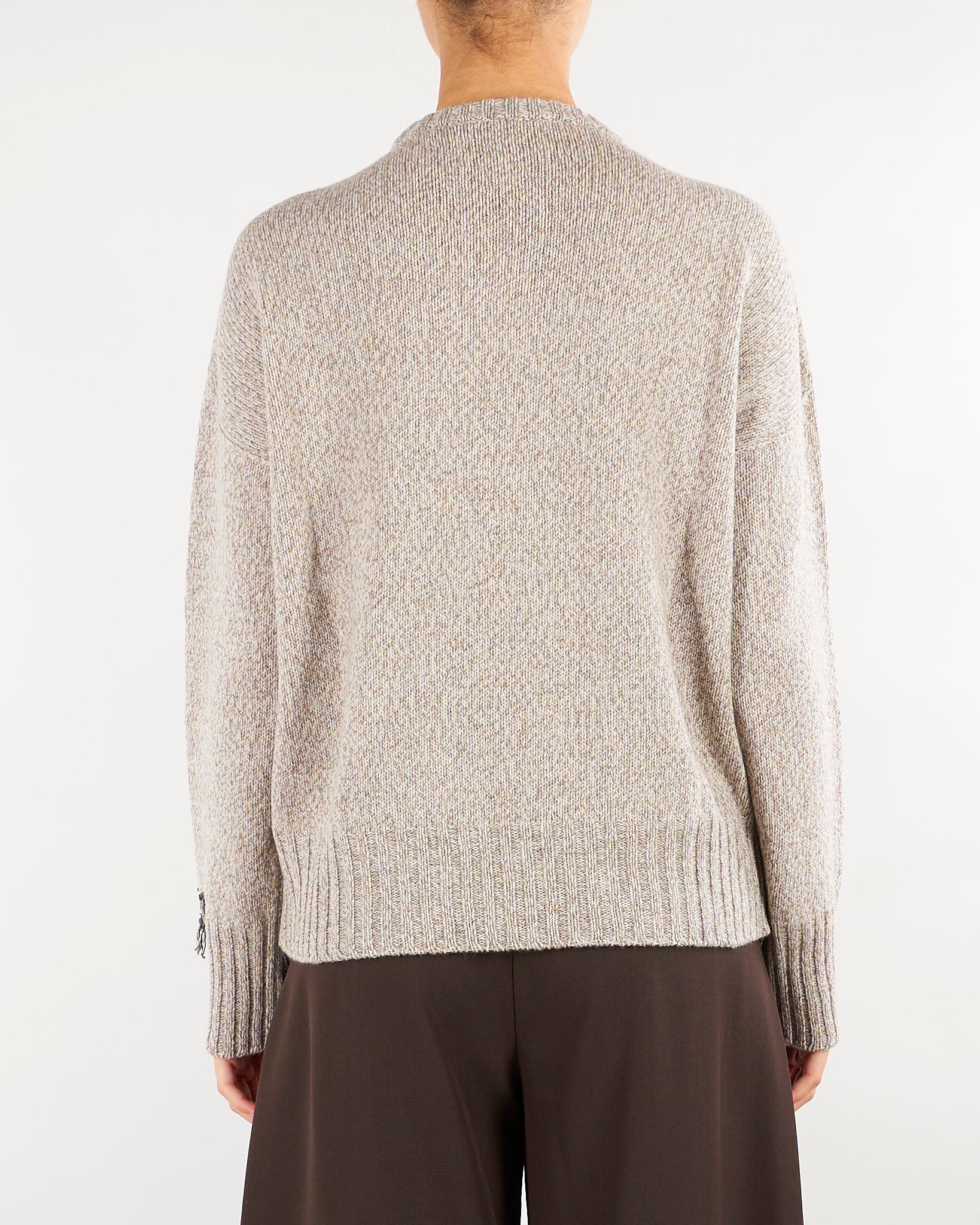 Maglia Visone in pura lana e cashmere con applicazioni floreali V74455 25 VANISE' 