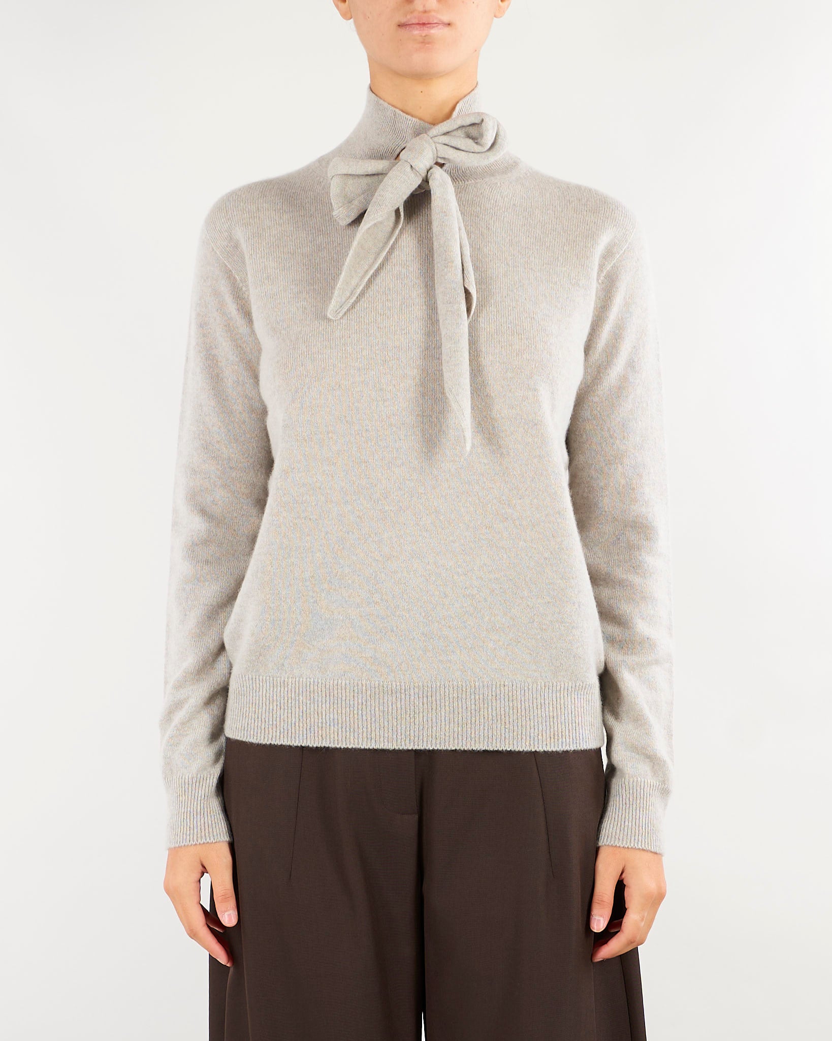 Maglia Mastice in puro cashmere con fiocco al collo V74623 16 VANISE' 