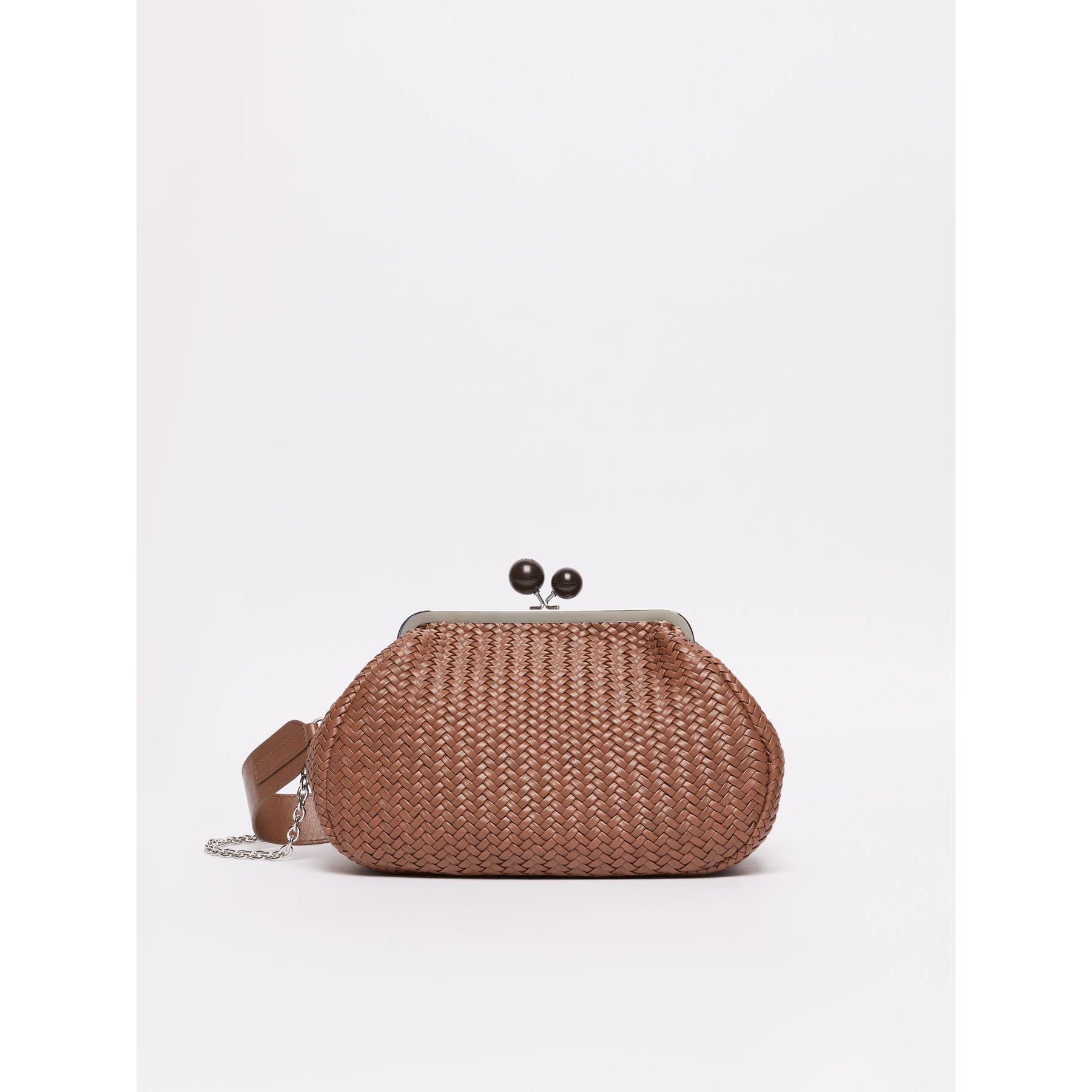 Borsa Nocciola Pasticcino Bag medium in pelle intrecciata WKAERE 1 WEEKEND MAX MARA 