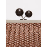 Borsa Nocciola Pasticcino Bag medium in pelle intrecciata WKAERE 1 WEEKEND MAX MARA 