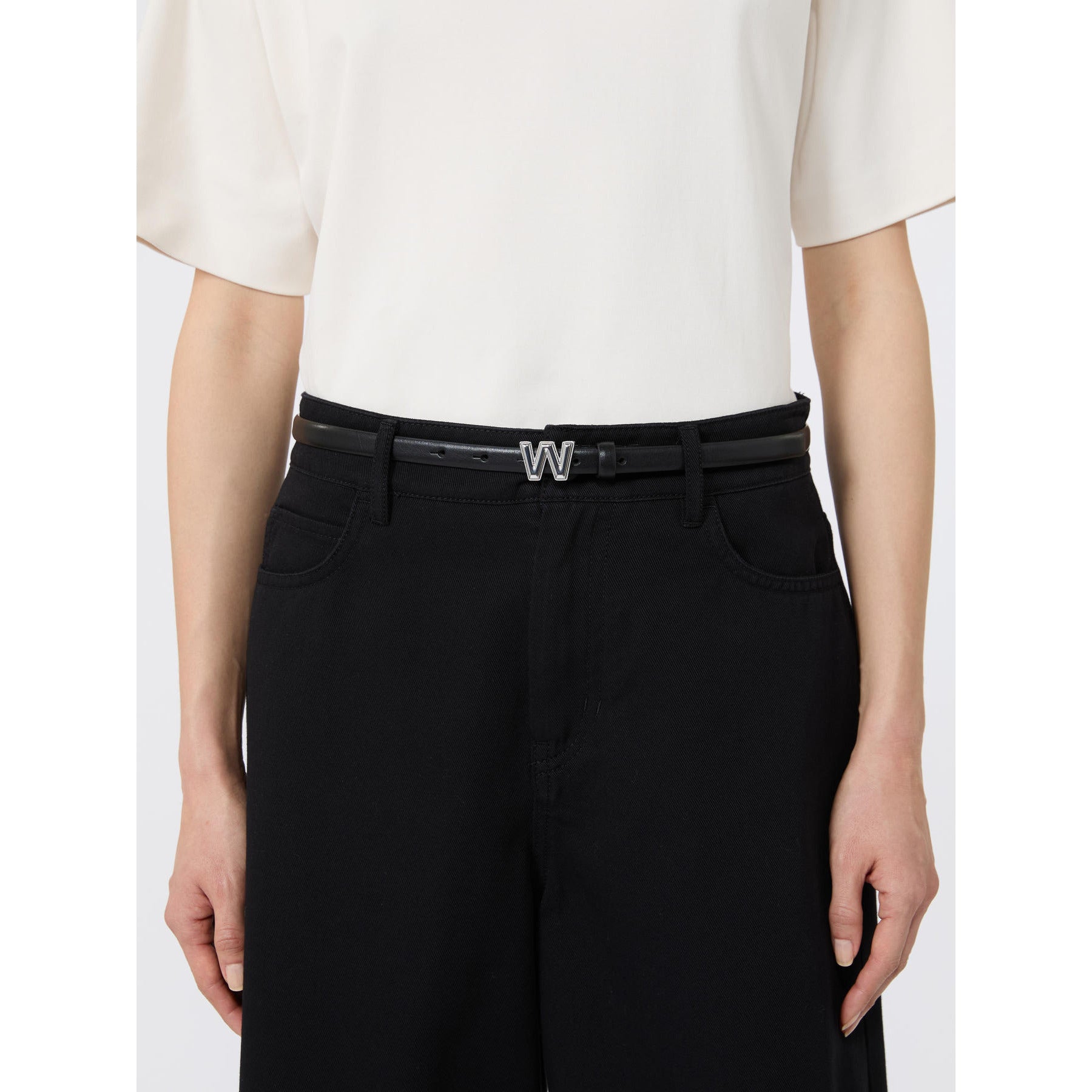 Cintura sottile Nero in pelle WKAPALUDE 1 WEEKEND MAX MARA 