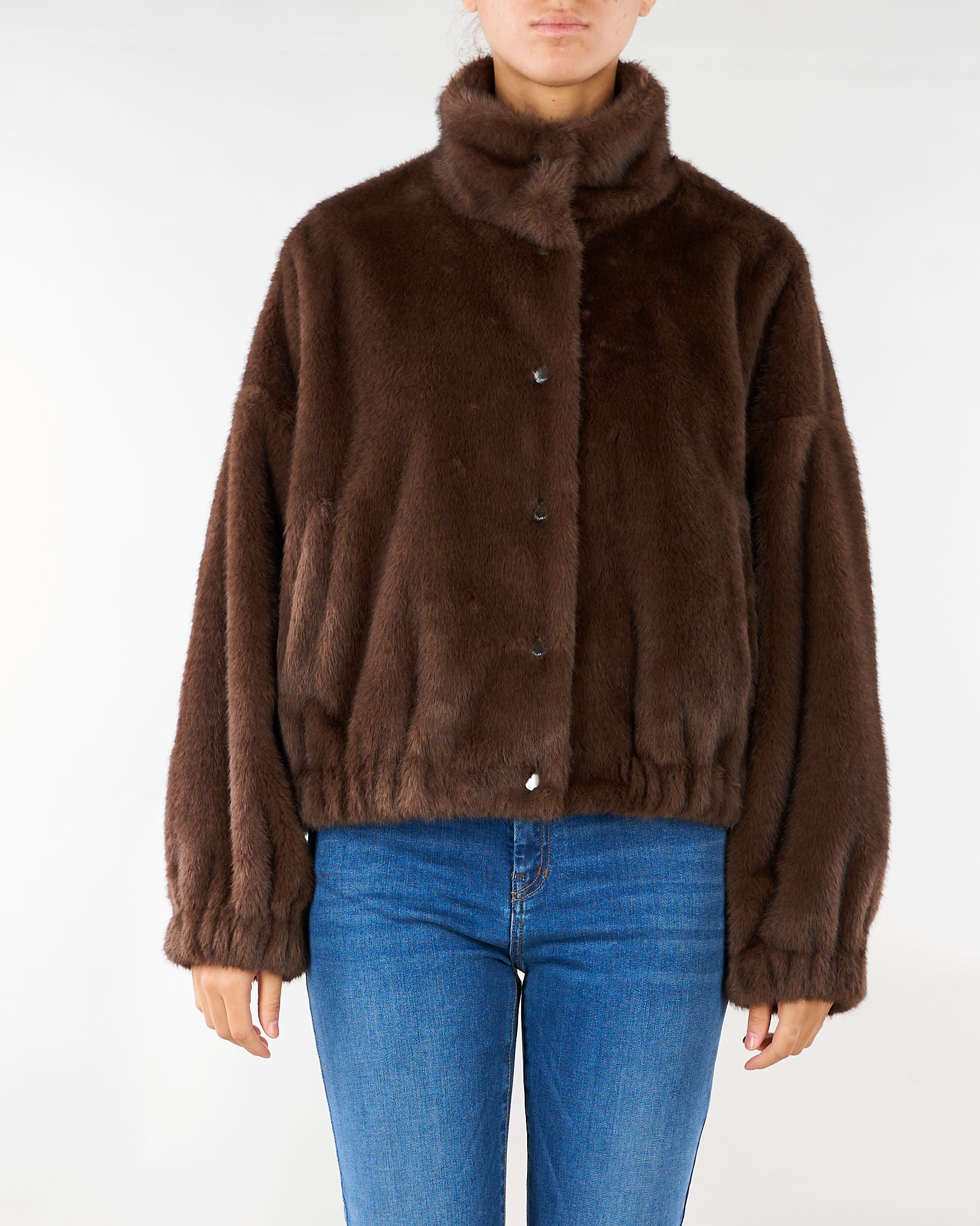 Giacca Marrone corta dalla texture soffice WKDANEMONE 1 WEEKEND MAX MARA 