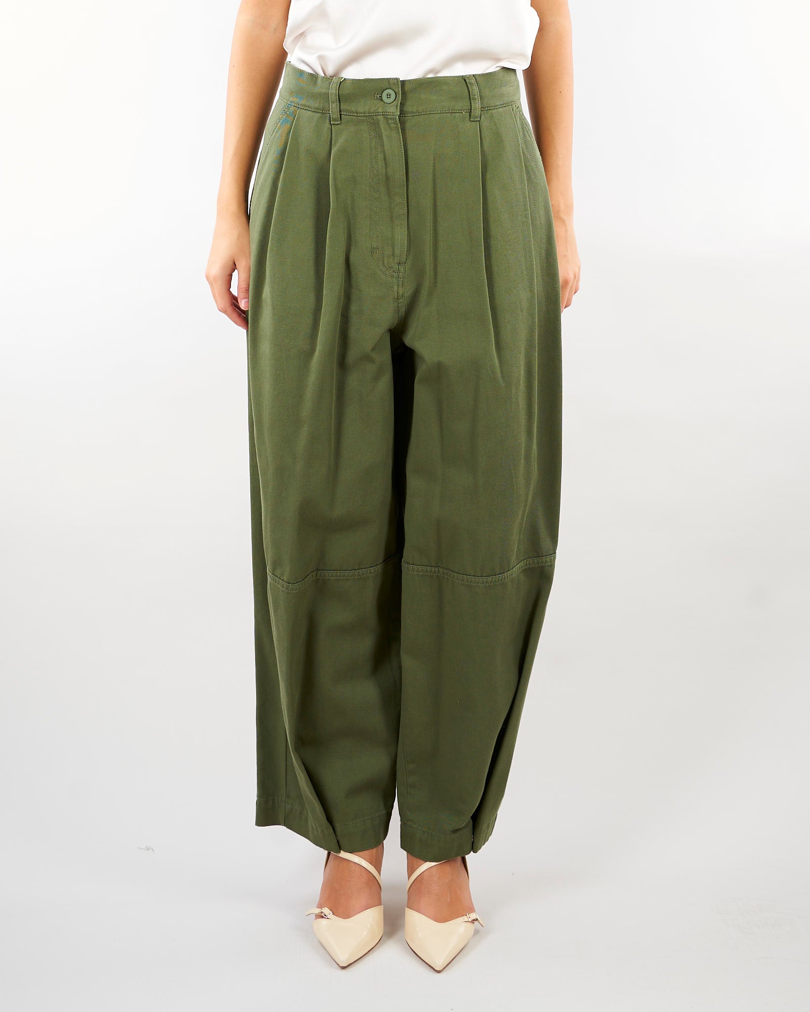 Pantalone Verde in cotone lavato WKDBACCA 3 WEEKEND MAX MARA 