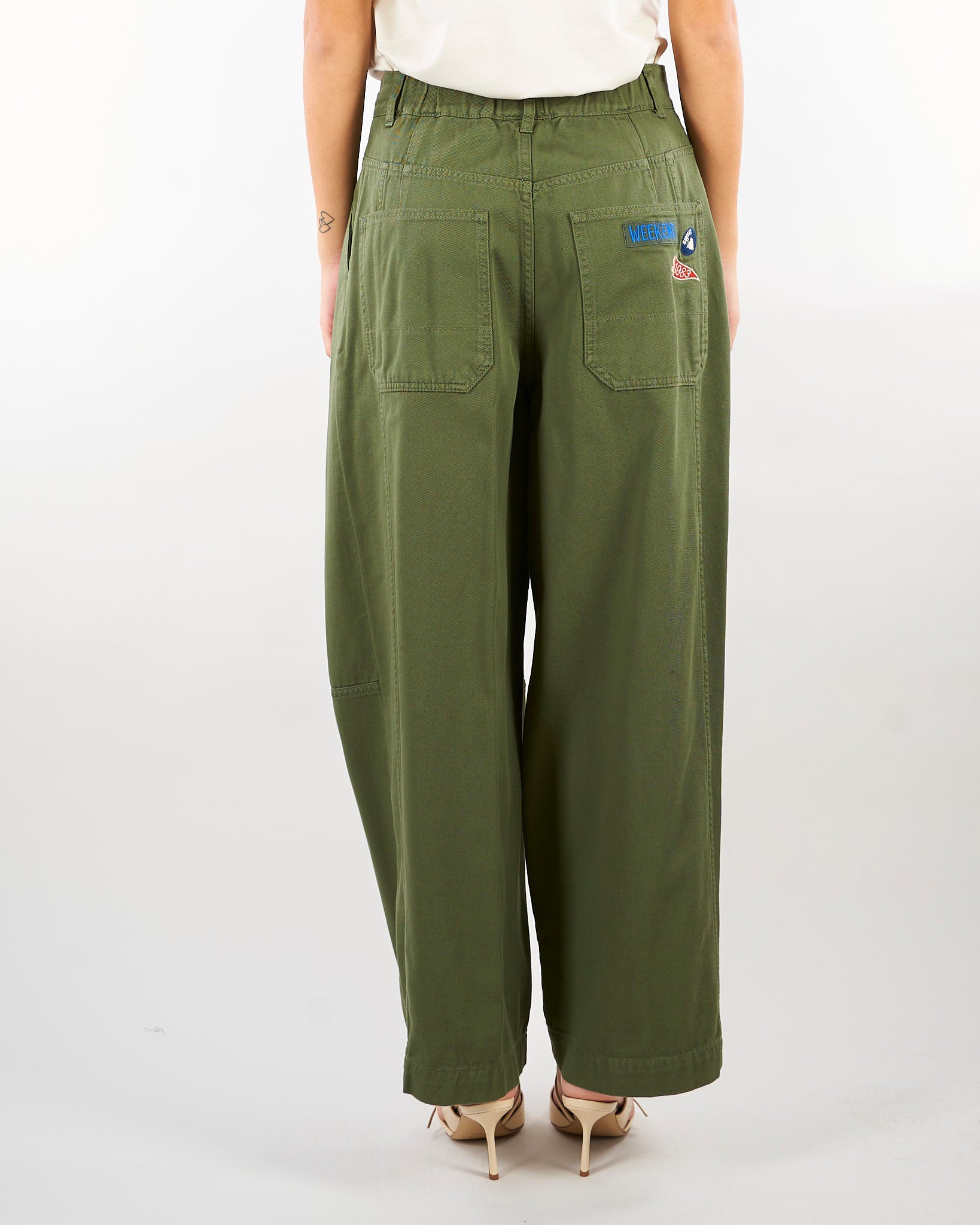 Pantalone Verde in cotone lavato WKDBACCA 3 WEEKEND MAX MARA 