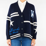 Cardigan Blu in lana jacquard WKDBELGIO 5 WEEKEND MAX MARA 