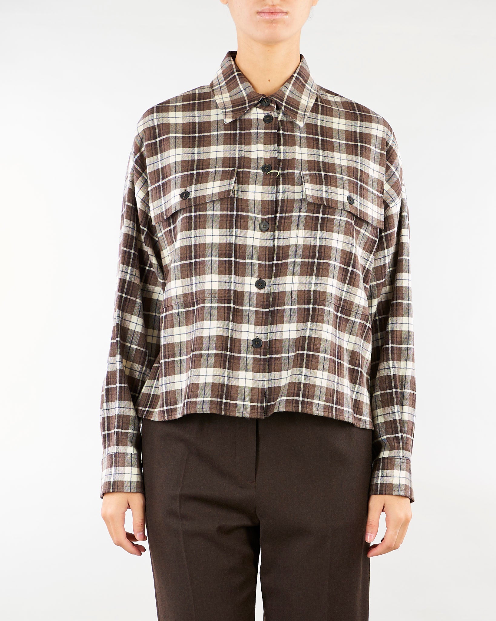 Camicia Marrone in flanella a quadri WKDBERLINA 1 WEEKEND MAX MARA 