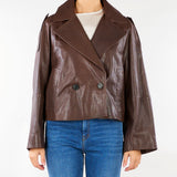 Caban Marrone in nappa WKDFELINO 2 WEEKEND MAX MARA 
