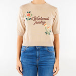 Maglia Beige in filato di cotone con ricami WKDFIACRE 20 WEEKEND MAX MARA 