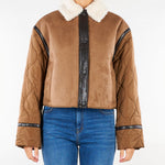 Giacca Cammello crop in effetto suede e tessuto tecnico WKDGESSATI 1 WEEKEND MAX MARA 