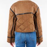 Giacca Cammello crop in effetto suede e tessuto tecnico WKDGESSATI 1 WEEKEND MAX MARA 