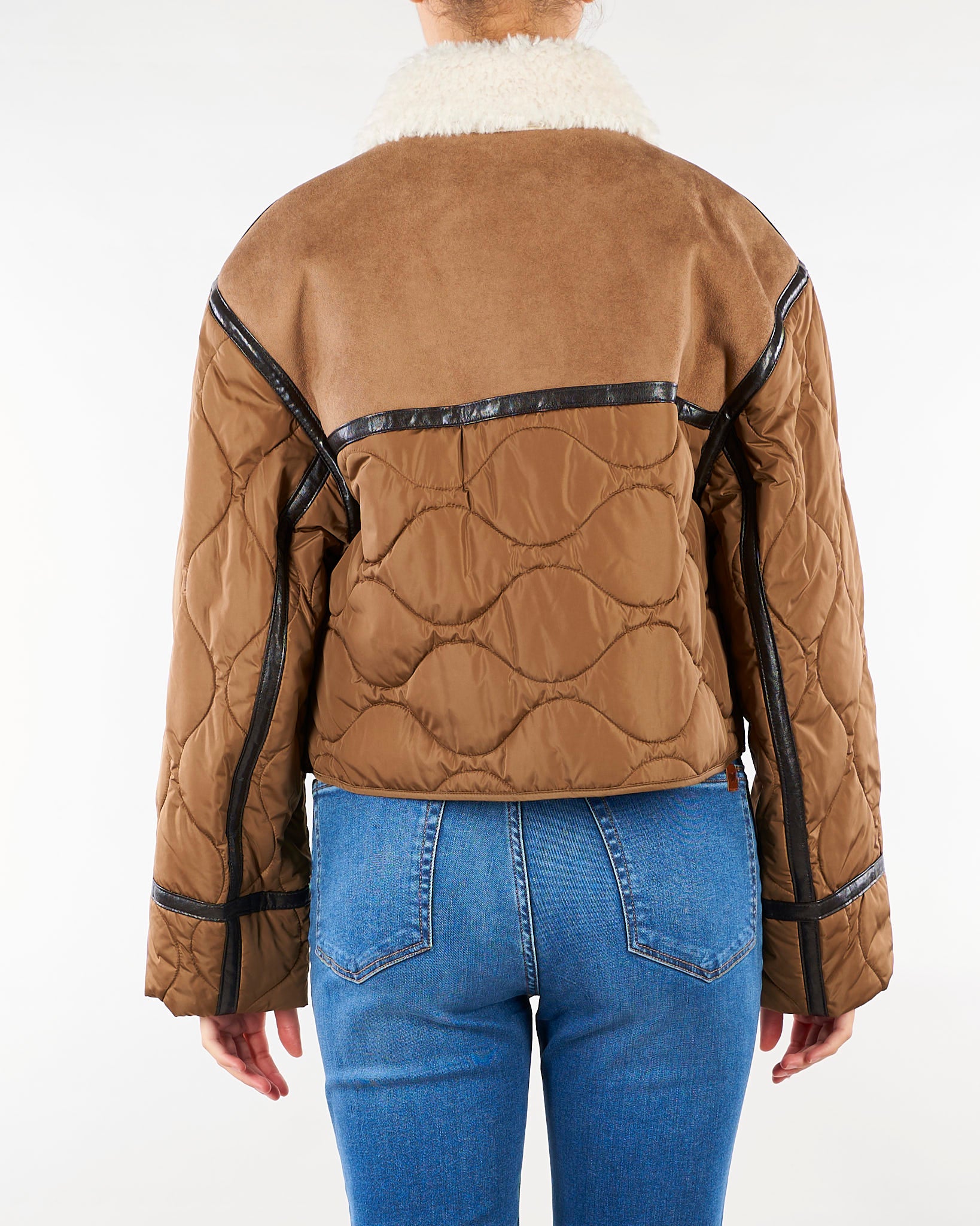 Giacca Cammello crop in effetto suede e tessuto tecnico WKDGESSATI 1 WEEKEND MAX MARA 