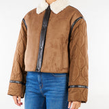 Giacca Cammello crop in effetto suede e tessuto tecnico WKDGESSATI 1 WEEKEND MAX MARA 