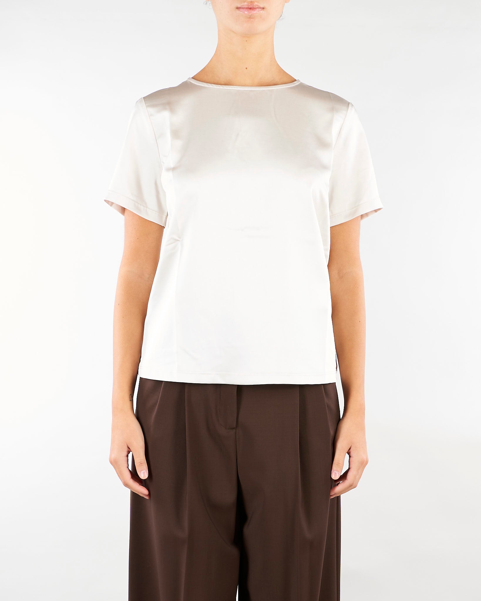 T-shirt Naturale girocollo in raso WKDGILBERT 1 WEEKEND MAX MARA 