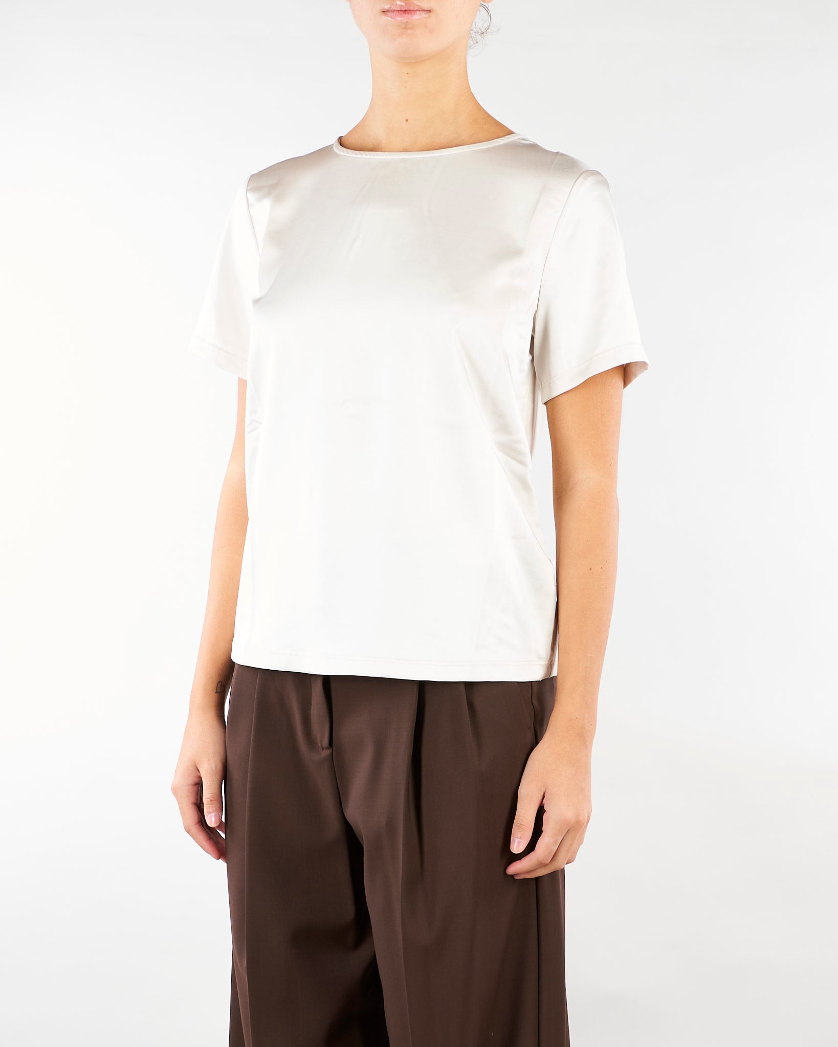 T-shirt Naturale girocollo in raso WKDGILBERT 1 WEEKEND MAX MARA 
