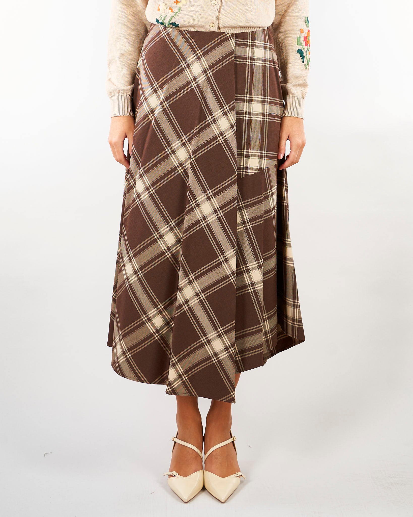 Gonna Marrone in batavia di lana WKDLANOSO 1 WEEKEND MAX MARA 