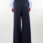 Pantalone Blu in flanella gessata di lana WKDNEBBIE 1 WEEKEND MAX MARA 