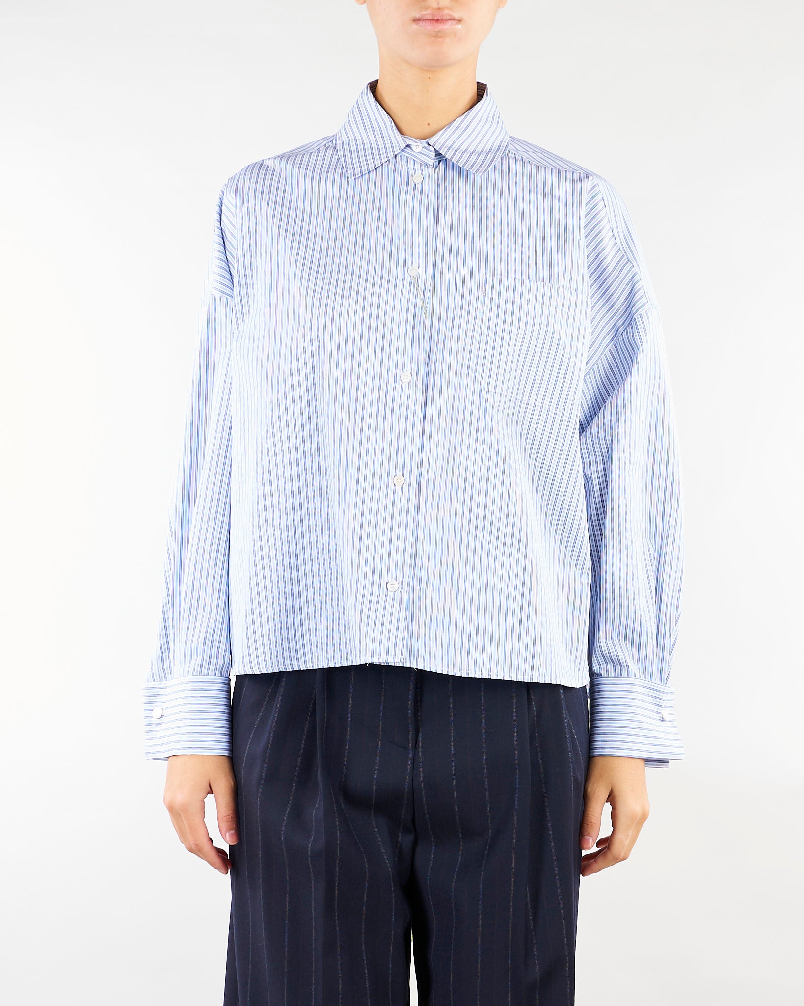 Camicia Blu-Bianco in popeline di cotone WKDOVATTA 3 WEEKEND MAX MARA 