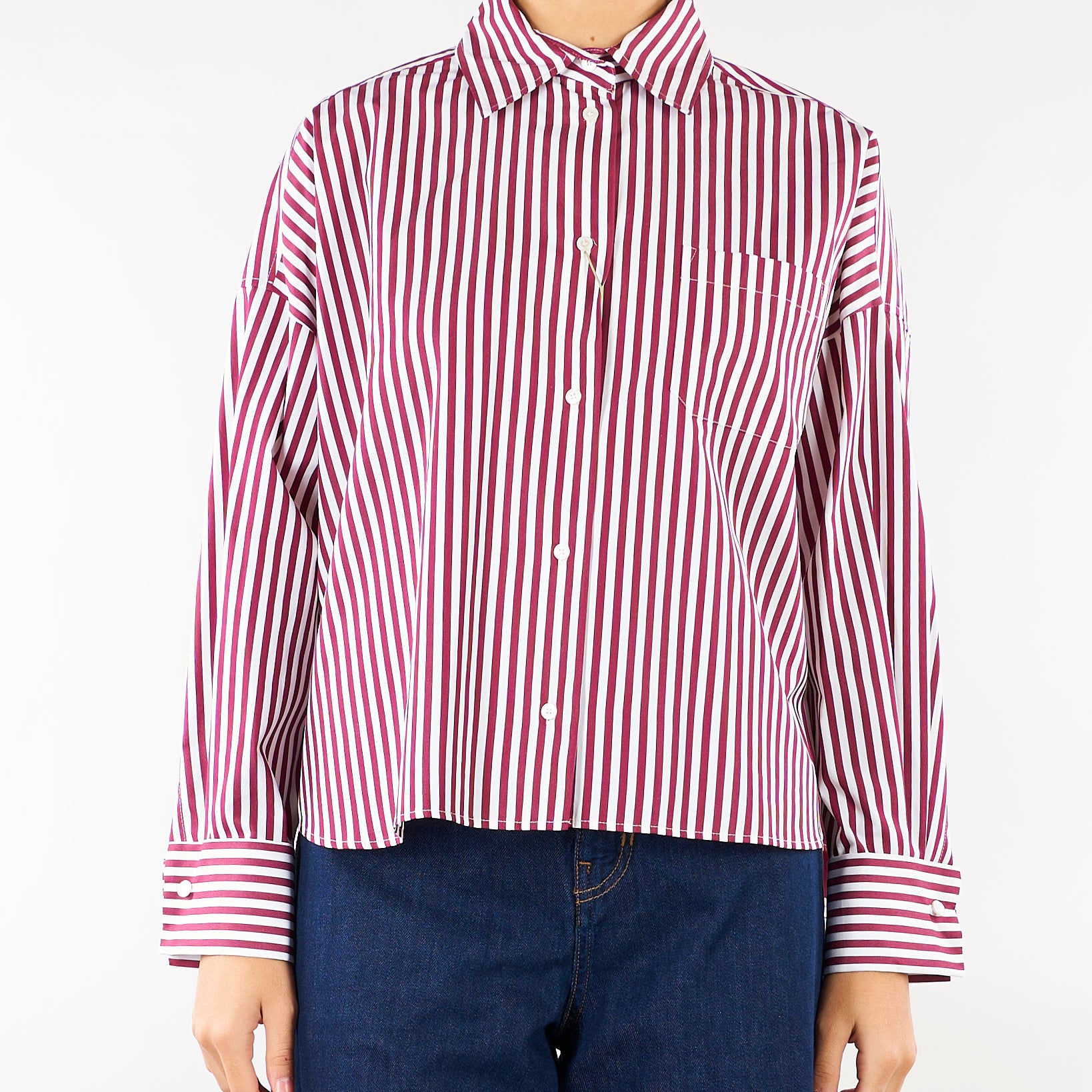 Camicia Bordeaux-Bianco in popeline di cotone WKDOVATTA 5 WEEKEND MAX MARA 