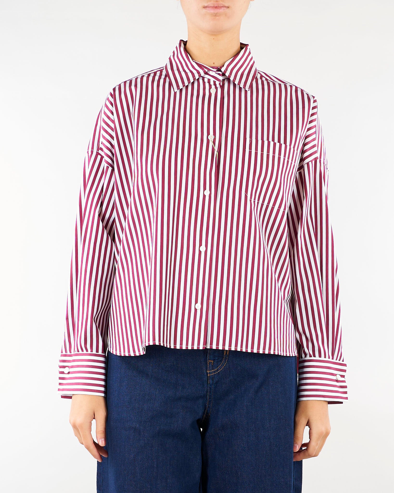Camicia Bordeaux-Bianco in popeline di cotone WKDOVATTA 5 WEEKEND MAX MARA 
